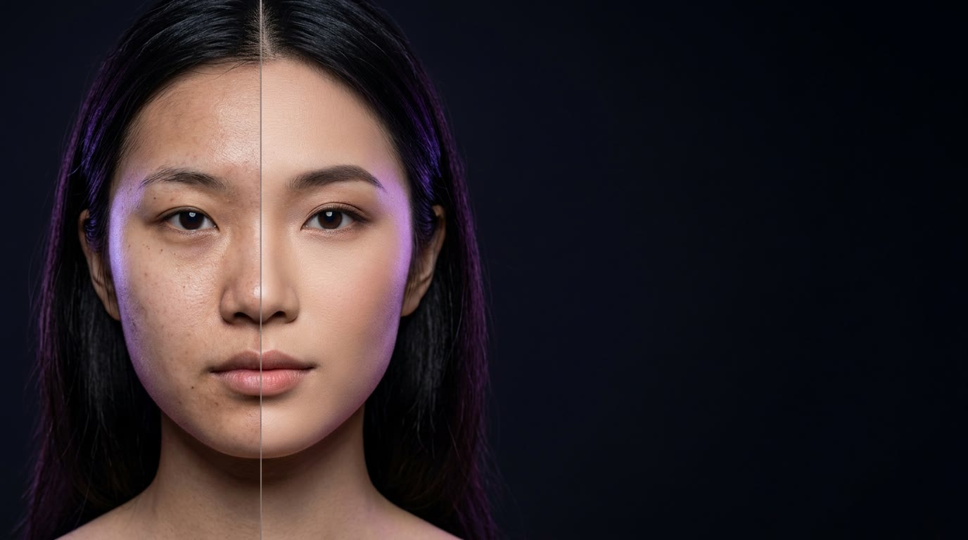 人物美颜前后对比